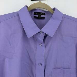 Foxcroft Womens 20W Button Up Shirt Purple Long Sleeve Wrinkle Free Careerwear